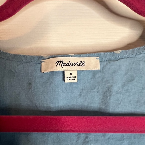 Madewell * Top Soft Blue with White Polka Dots Size 0 - Picture 2 of 6
